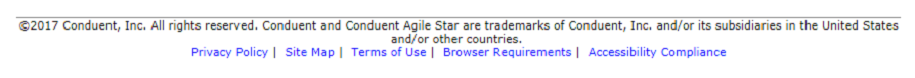 Footer showing copyright and footer links of Privacy Policy, Site Map, Terms of Use, Browser Requirements, Accessibility Comopliance